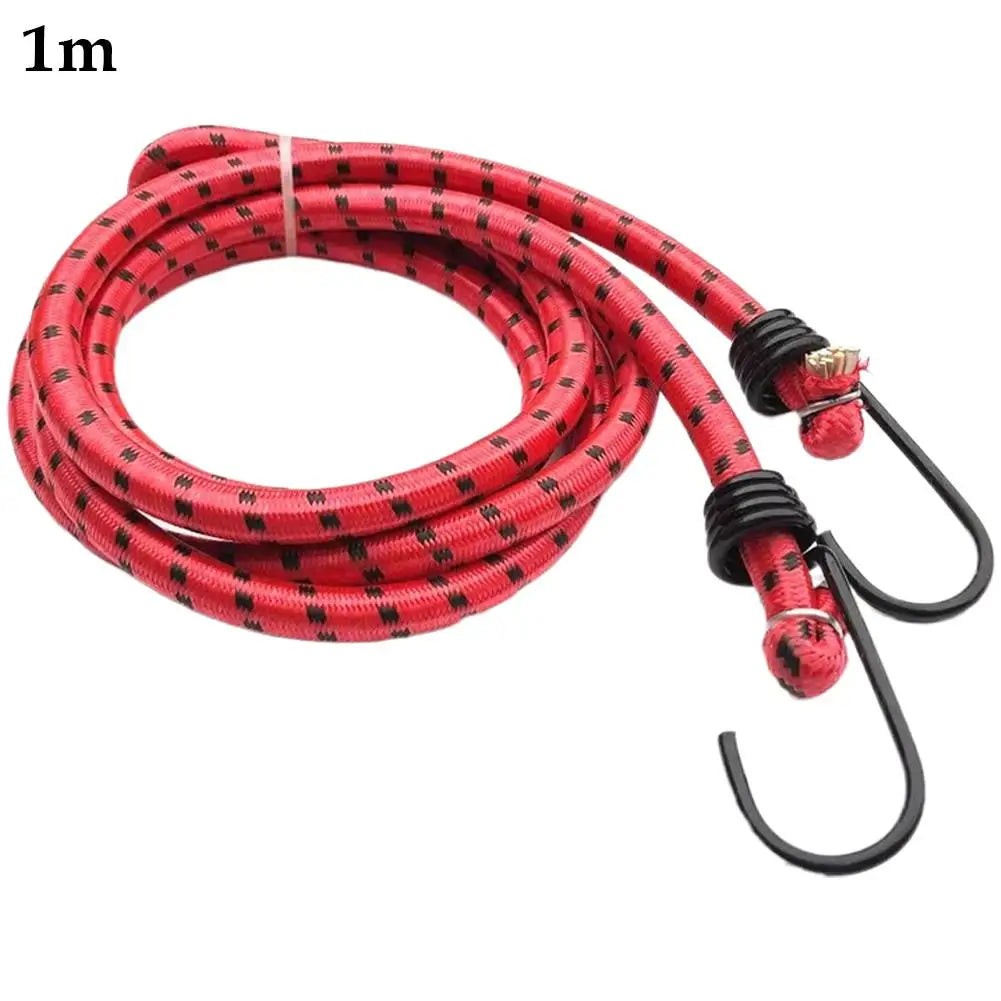 0.6-1.7M Elastic Bungee Cord with Metal Hooks Luggage Packaging Strap for Motorcycle Bike Car Camping Clothes Drying Rope Peaceful Pleasures Health and Wellness 1M
