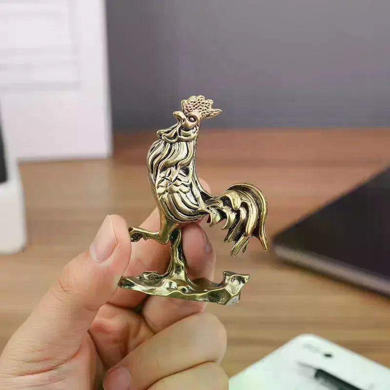 Metal Brass Rooster Sculpture – Feng Shui Good Luck Home Decor