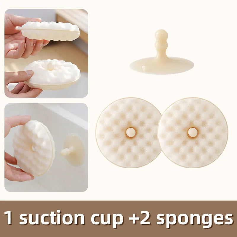 Donut Sponge Dish Brush with Suction Cup | Kitchen Scouring Pad Dish Sponge Brush Peaceful Pleasures Health and Wellness 1 by 2