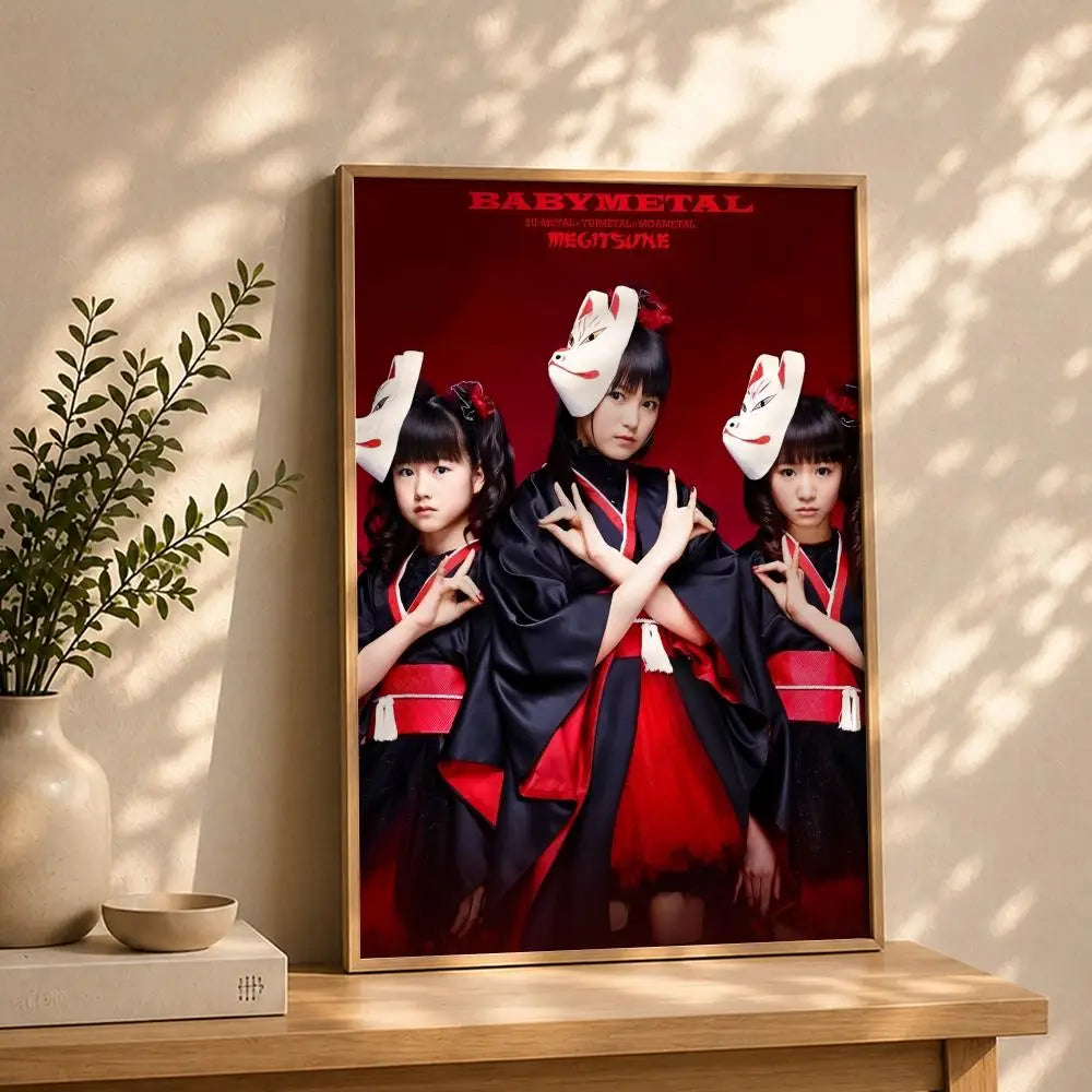 Band B-BABYMETALS Poster HD Self Adhesive Waterproof Wall Art Ideal for Home Office Dorm Bedroom Great Gift Peaceful Pleasures Health and Wellness White7 50X70cmNoframe