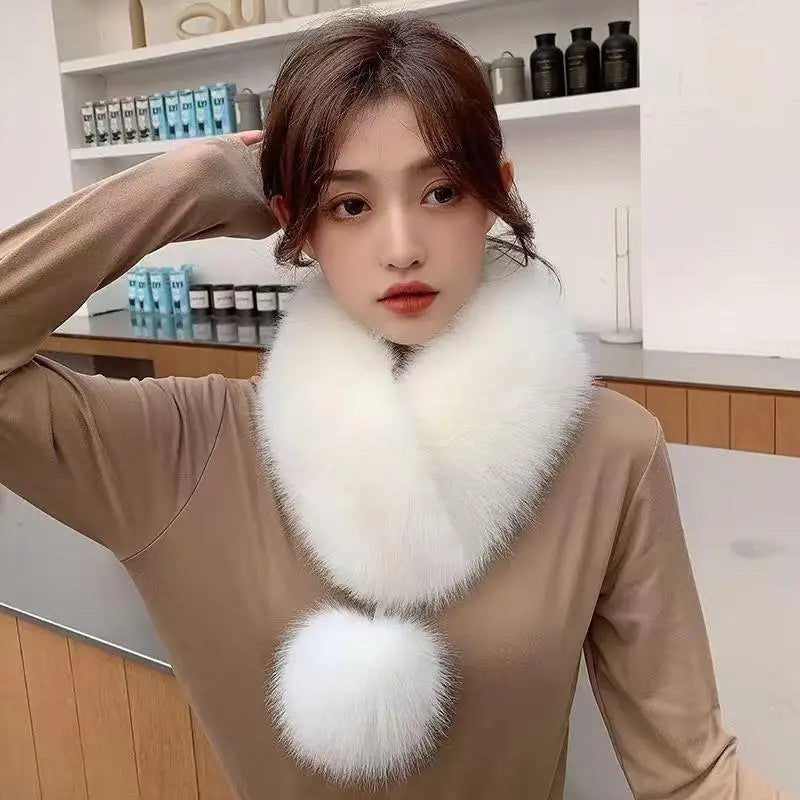 Women's Velvet Faux Fur Collar Scarf – Soft, Warm & Elegant