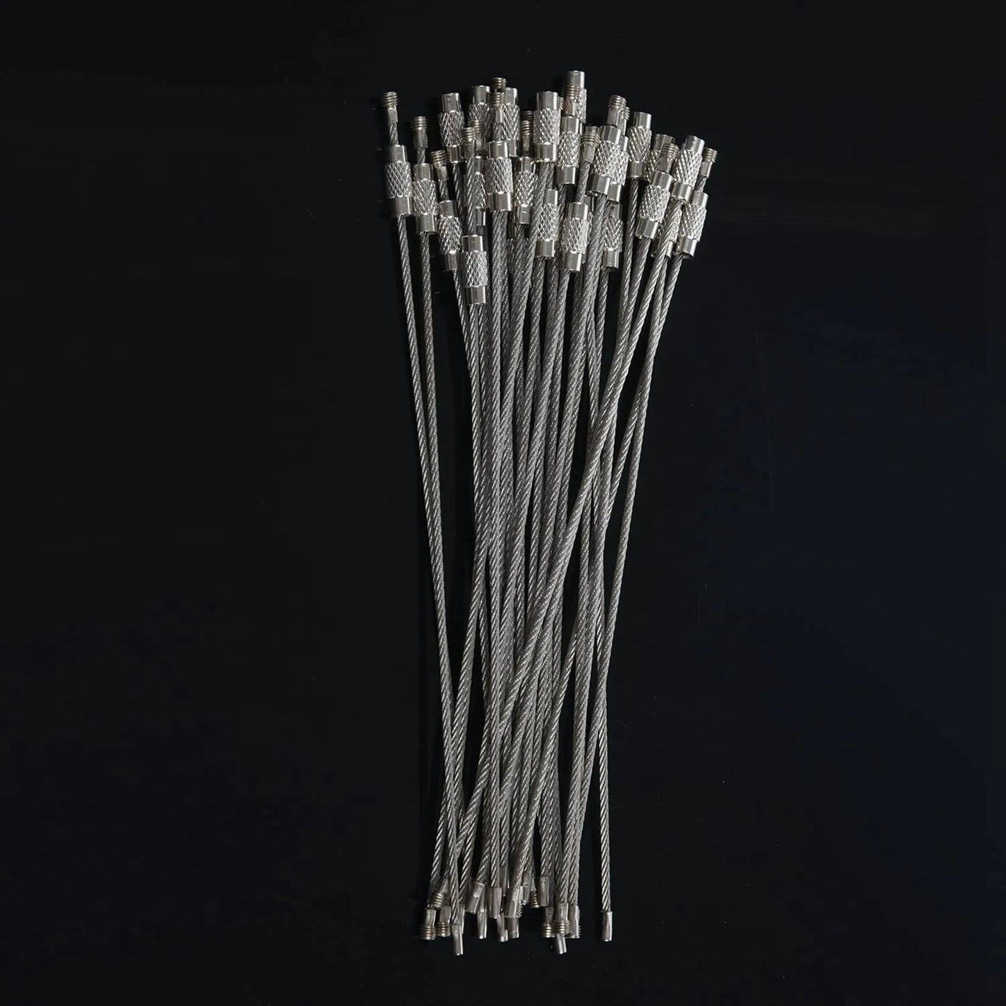 A36T-60Pcs Stainless Steel Screw Locking Wire Keychain Cable Key Rings Outdoor Accessory Peaceful Pleasures Health and Wellness