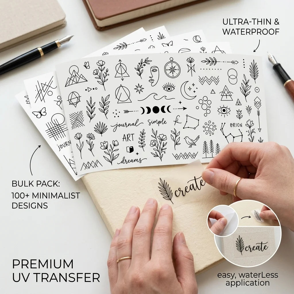 Minimalist Boho UV DTF Transfer Stickers | DIY Craft Decals