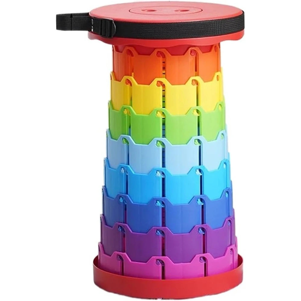 Upgraded Portable Foldable Folding stool Retractable Folding campingool suitable For Adults Outdoor Fishing Gardening Peaceful Pleasures Health and Wellness DYD01-Rainbow