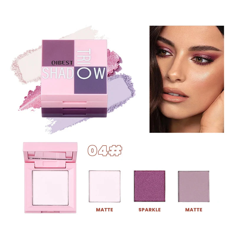 1 piece, three in one eye shadow palette, portable makeup, matte and shiny finish, multi-functional neutral tone, easy to mix Peaceful Pleasures Health and Wellness Q2395-4