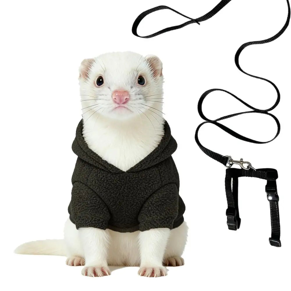 Ferret Hoodie Costume & Harness Set for Small Pets