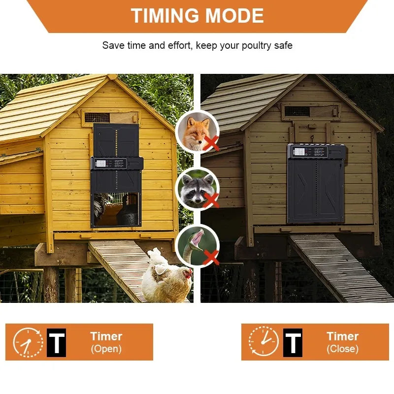 Large Auto Chicken Coop Door LCD Timer 3 AA Battery Powered Battery Not Included Coop Upgrade Peaceful Pleasures Health and Wellness