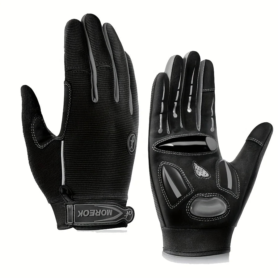 Men's & Women's Road & Mountain Bike Gloves with Touchscreen Function, Reflective Full-Finger Design for Outdoor Cycling Peaceful Pleasures Health and Wellness Gray L