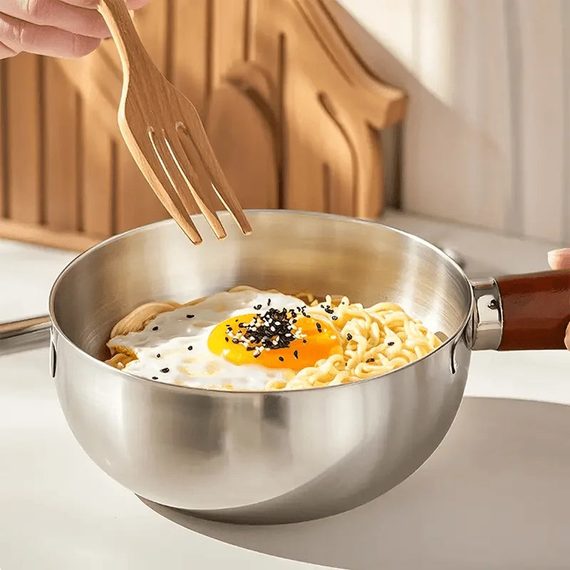 Stainless Steel Mini Milk Pot | Wooden Handle Induction Saucepan
