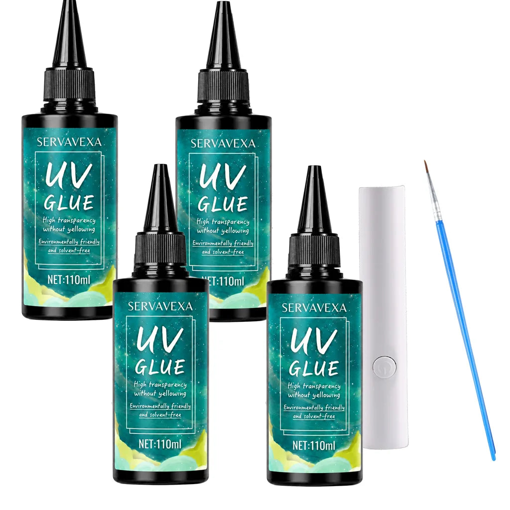 UV Resin Kit – Crystal Clear Fast-Cure Glue with UV Lamp & Brush