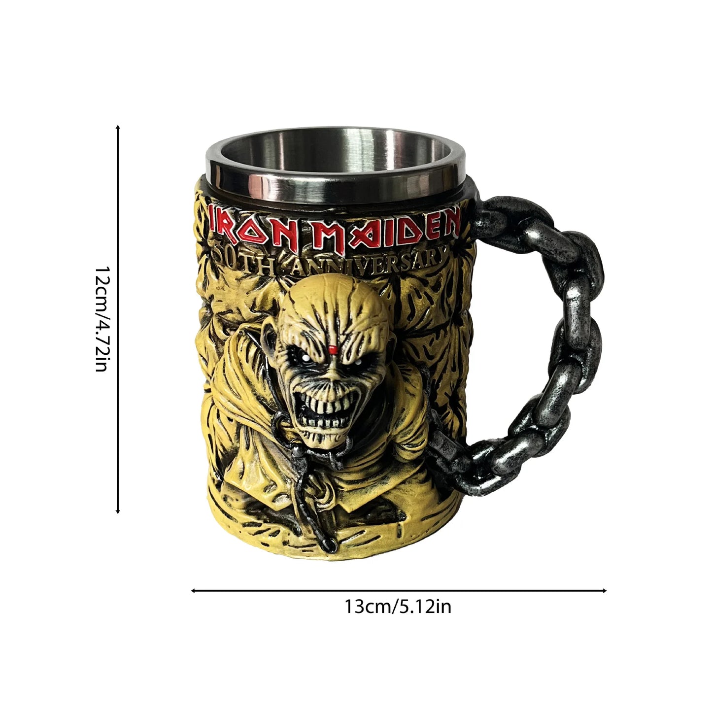 Iron Maiden 50th Anniversary Iron Maiden Coffee Cup Stainless Steel Mark Cup Decoration Peaceful Pleasures Health and Wellness Style-1 301-400ml