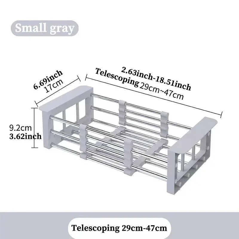 Foldable Stainless Steel Dish Drying Rack – Expandable Kitchen Sink Drain Basket