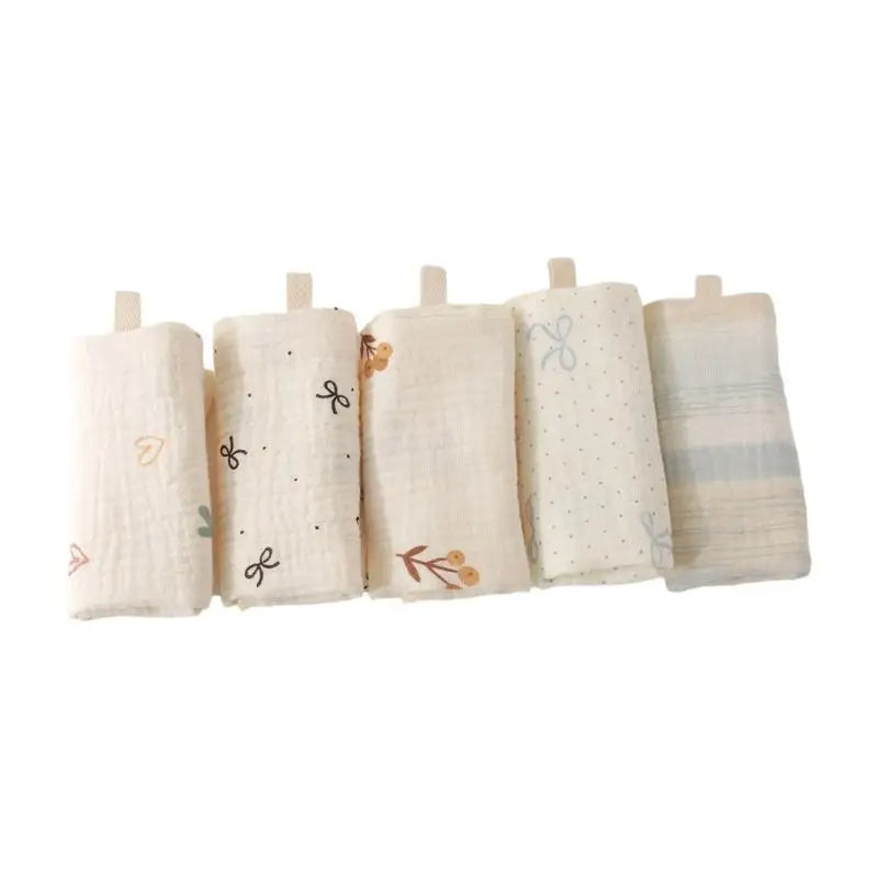 Baby Washcloths 5-Pack | 4-Layer Soft Cotton Muslin Towels