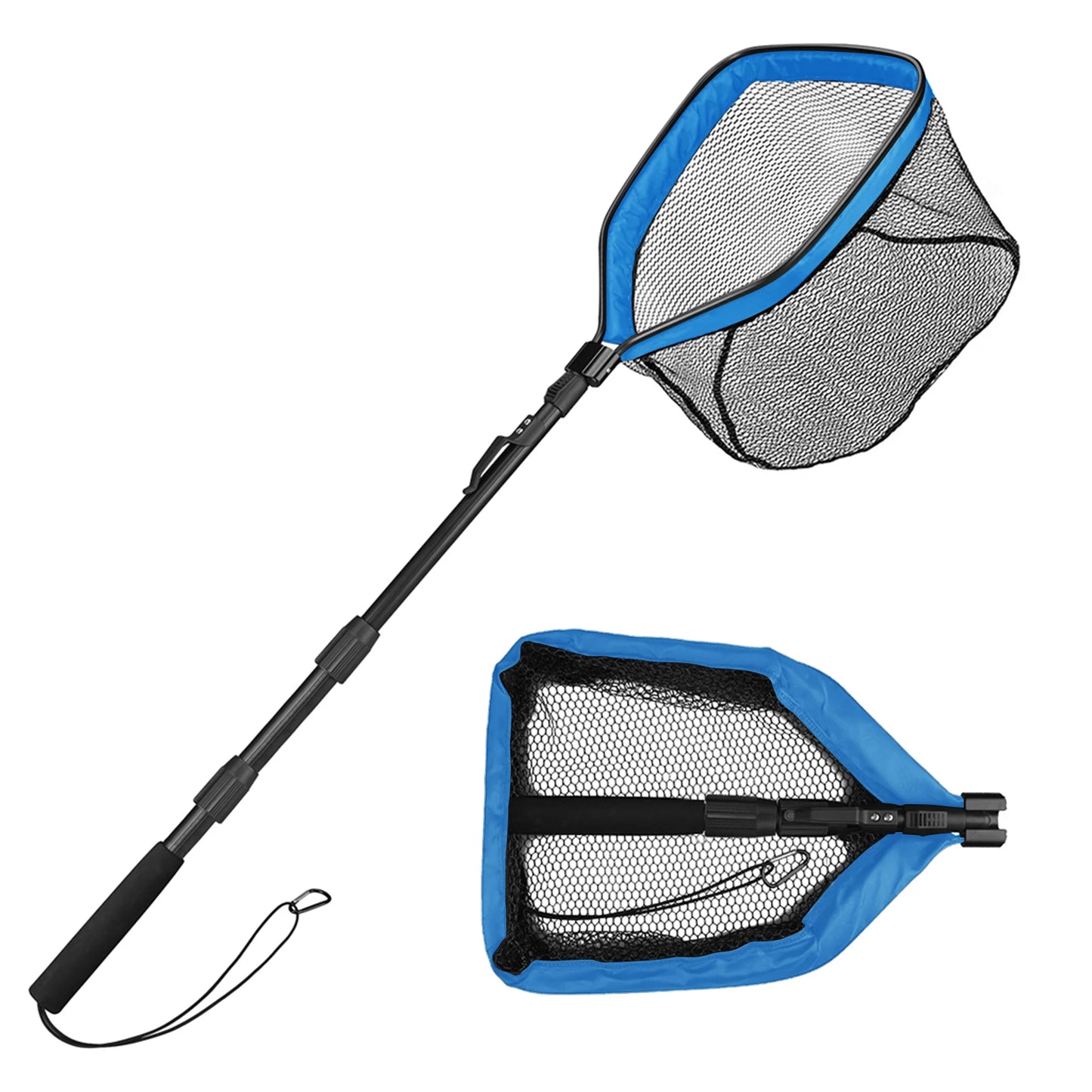 Fishing Net Fish Floating Landing Nets with Foldable Telescopic Pole Handle&Nylon Mesh for Saltwater Freshwater Catch&Release Peaceful Pleasures Health and Wellness 120cm Fishing Net