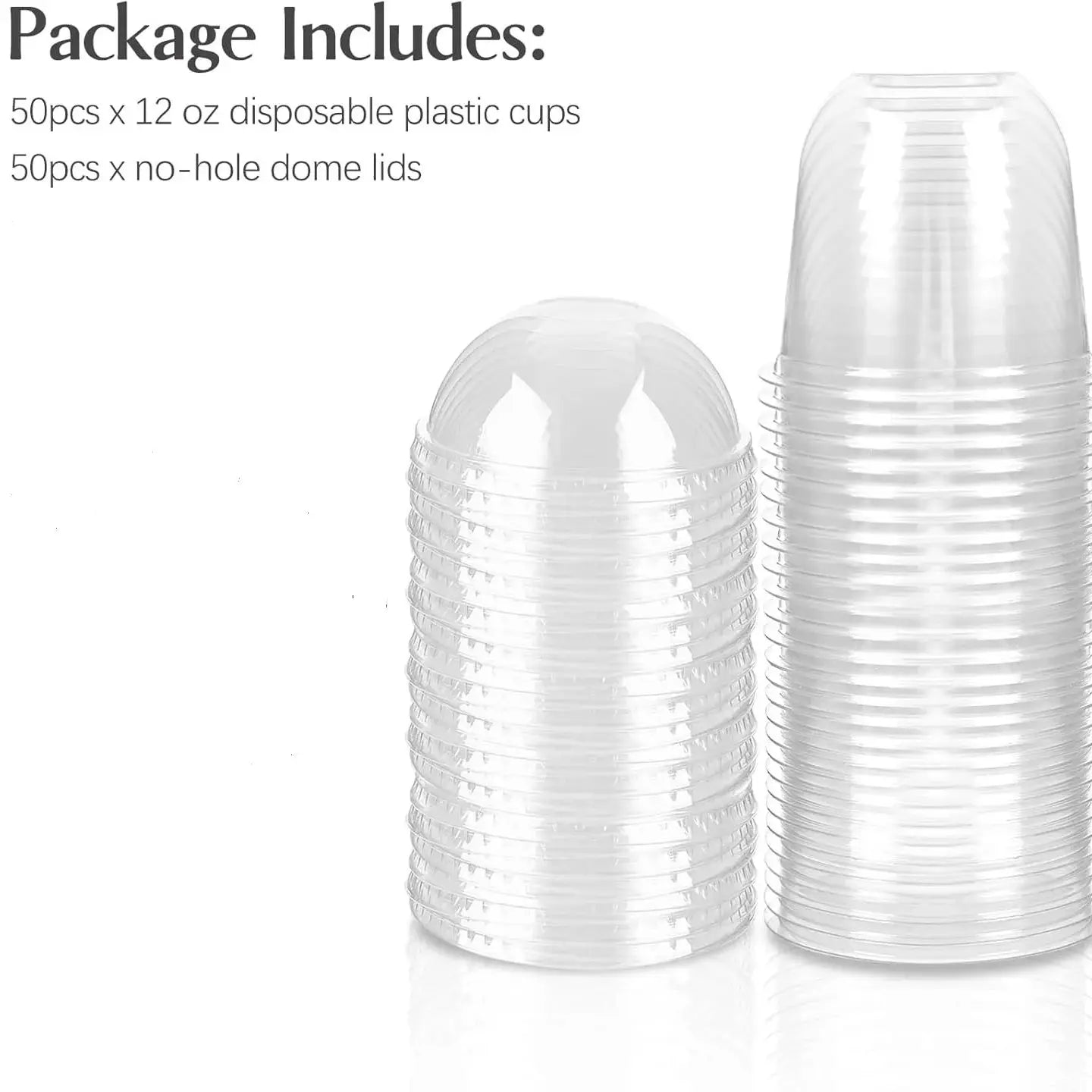 12 oz Plastic Dessert Cups with Dome Lids (No Hole) and Sporks, Clear Disposable Yogurt Parfait Cups with Lids, Individual Party Peaceful Pleasures Health and Wellness 50Sets