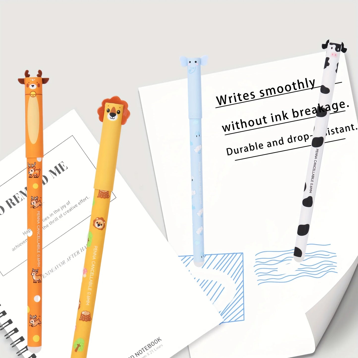 8-Pack Animal-Shaped Erasable Gel Pens | Journaling Gift Set