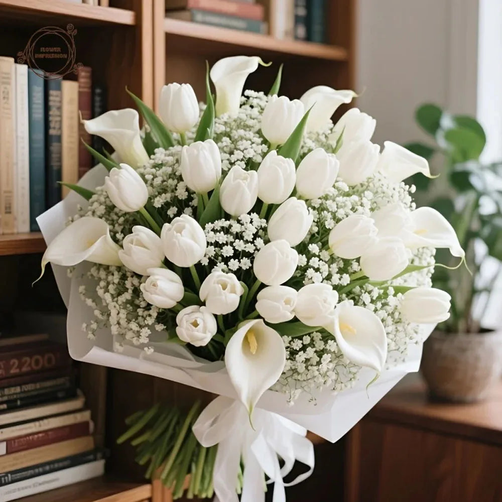Calla Lily & Gypsophila Faux Bouquet | Wedding & Home Decor
