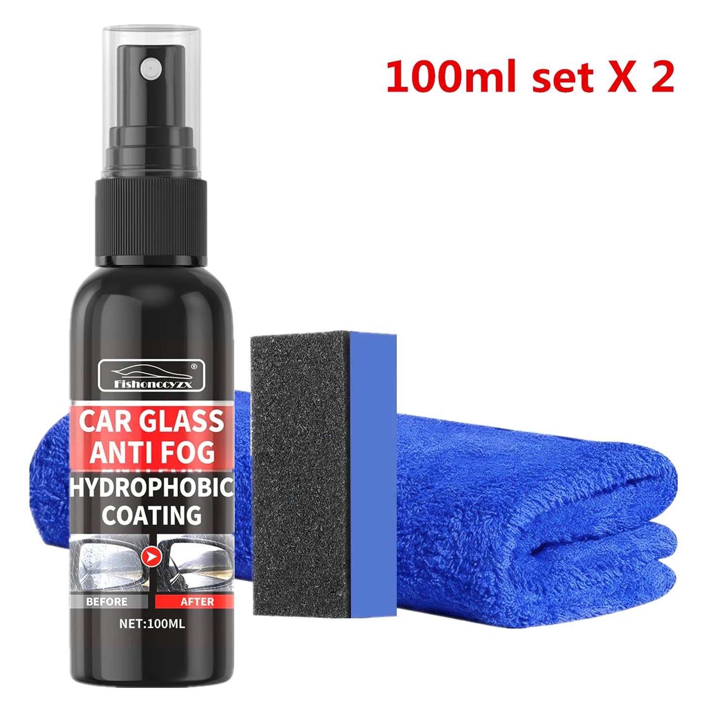 Car Glass Anti-rain Water Spray Repellent Nano Coating Hydrophobic Waterproof Agent Oil Film Removing Auto Glass Film Agent Peaceful Pleasures Health and Wellness 200ML SET
