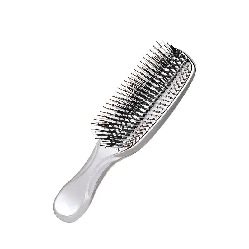 New Scalp Cleaning Electroplating Massage Comb Household Gold-plated Comb Dry And Wet Dual-use Electroplating Hairdressing Comb Peaceful Pleasures Health and Wellness Silver
