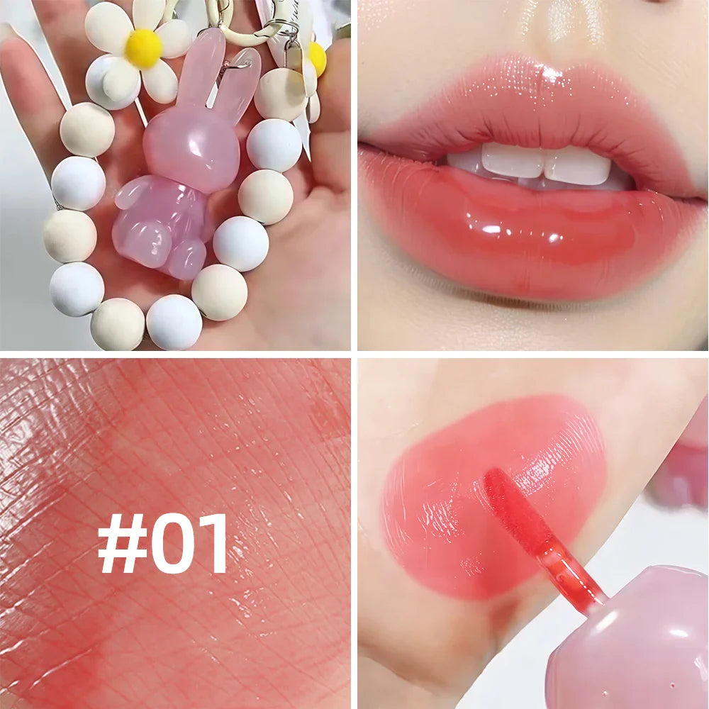 SAM SUGAR Rabbit Keychain Lip Gloss | Mirror Glaze Waterproof