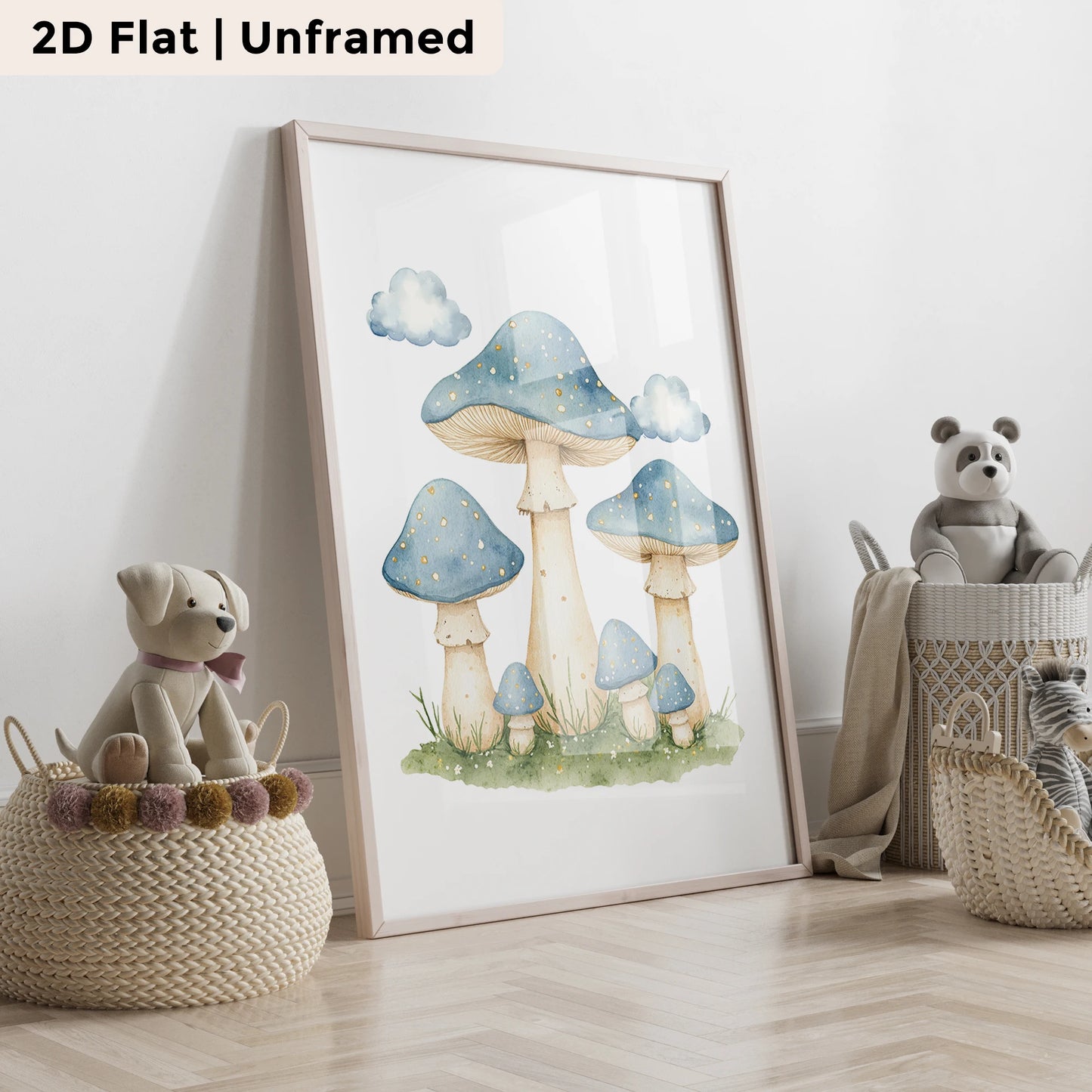 3-Piece Cartoon Mushroom Tree Canvas Wall Art | Kids Room Decor