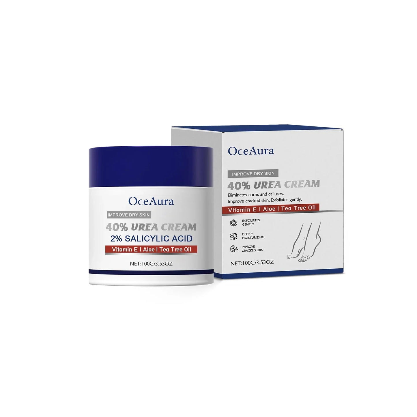 OceAura 40% Urea Foot Cream – Softening & Deep Moisturizing