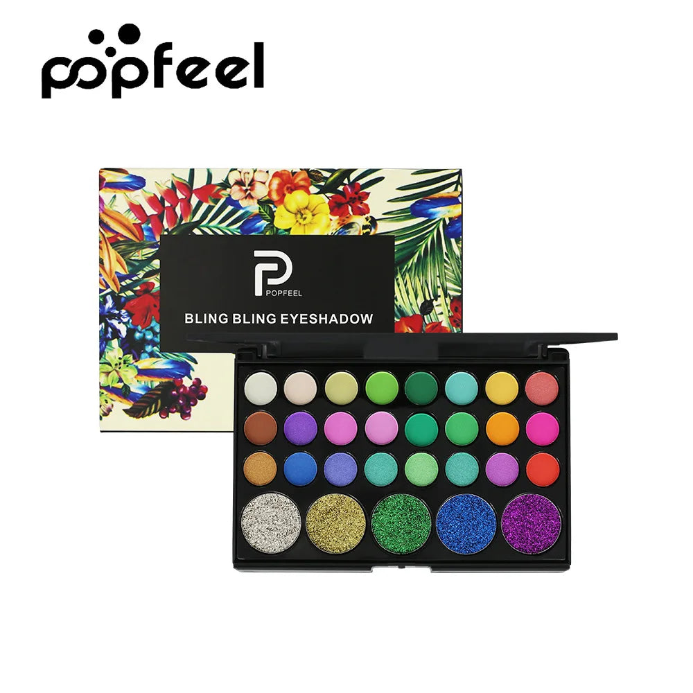 29-Color Eyeshadow Palette – Shimmer, Glitter & Matte Nudes