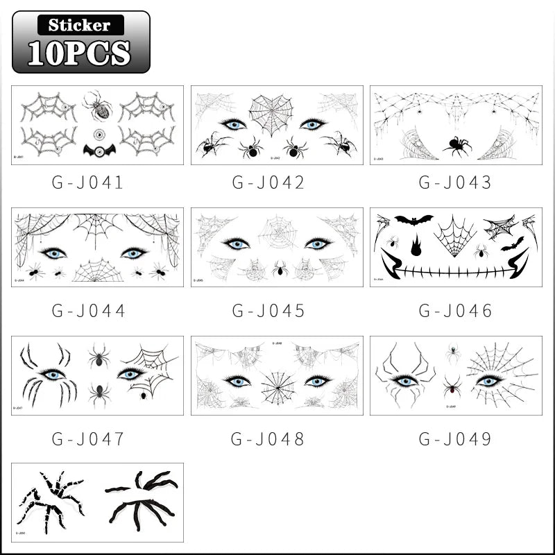 Halloween Temporary Tattoo Stickers – Spider, Bat & Skull | 10-100 PCS