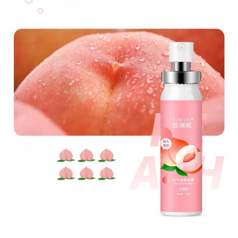 2pcs 20ml White Peach Flavor Oral Spray Breath Refreshing Leave Perfume Fruity Peaceful Pleasures Health and Wellness