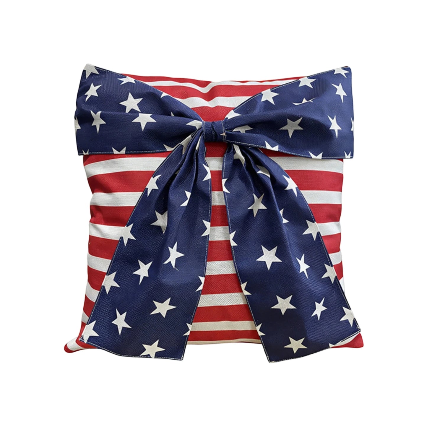 4th of July Pillow Cover Bow America Flag Stars Stripes Patriotic 3D Pillowcase Independence Day Decorations for Cushion Case Peaceful Pleasures Health and Wellness A One Size