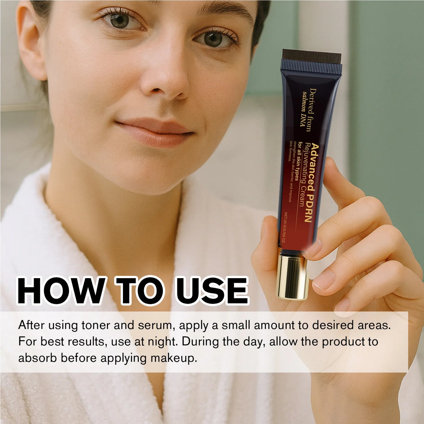 Advanced PDRN Rejuvenating Cream Salmon DNA for All Skin Types, Strengthen Skin Barrier Improve Firmness, 20g Peaceful Pleasures Health and Wellness