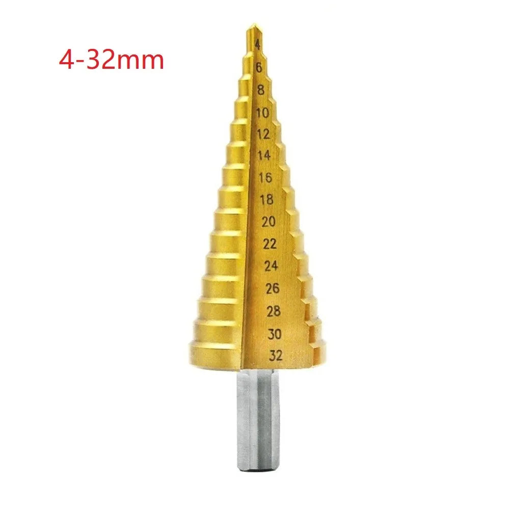 Step Cone Drill Bit Set – 4-12, 4-20 & 4-32mm Steel Cutter