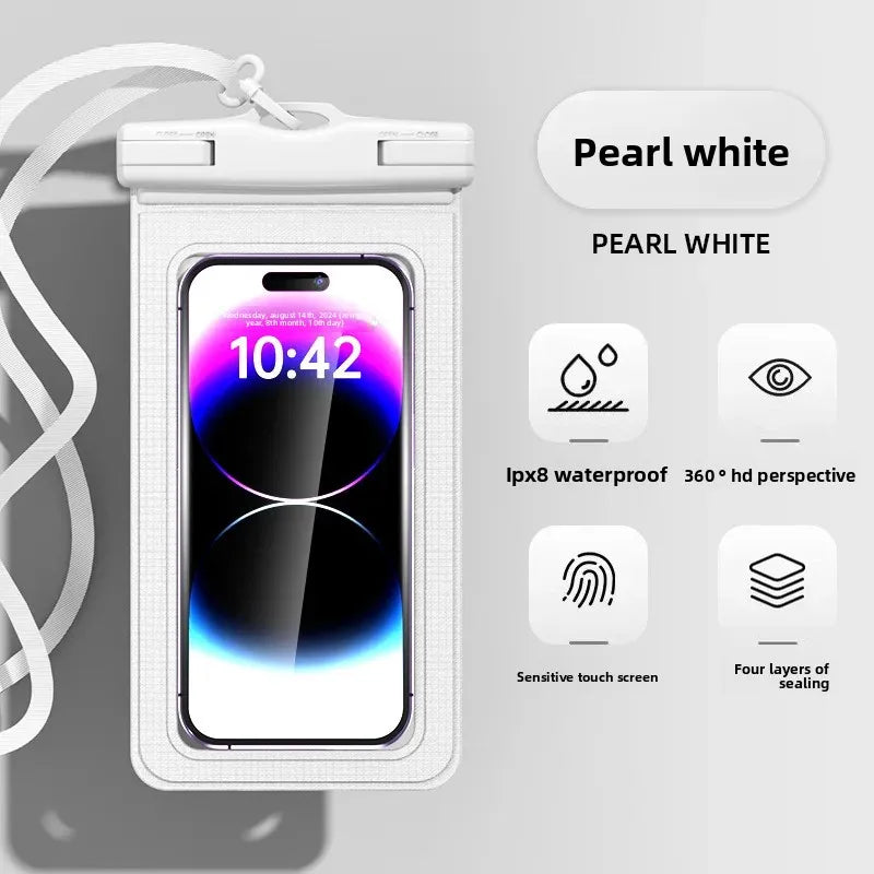 waterproof smartphone case cellphone pouch underwater phone case waterproof phone pouch for swimming bag floating phone case Peaceful Pleasures Health and Wellness White(7 inch)