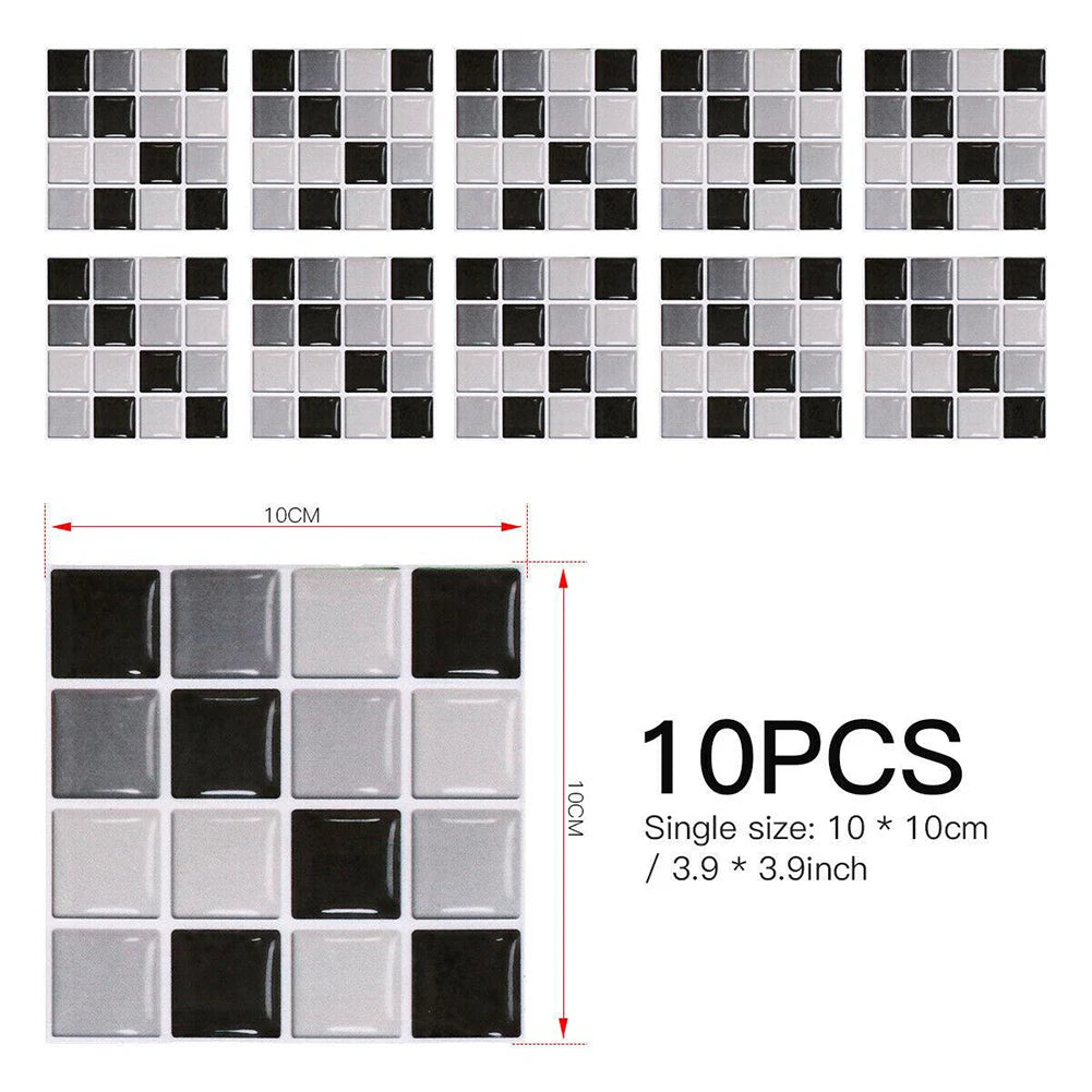 Self-adhesive Mosaic Tile Stickers Stick Bathroom Kitchen Wall Decal