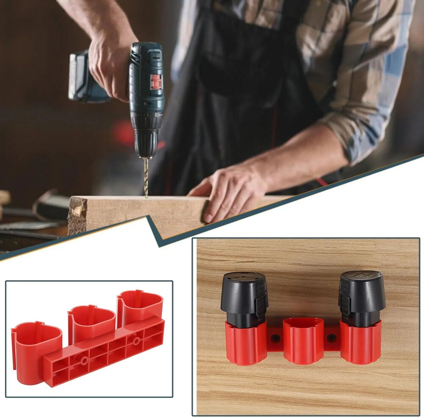 Milwaukee M12 Battery Tool Storage Holders Slots Wall Mount Bosch 12V