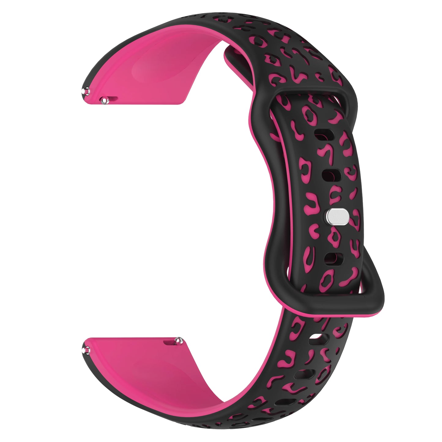 Silicone Leopard Watch Band 16/18/20/22mm – Amazfit, Huawei, Xiaomi Peaceful Pleasures Health and Wellness Black with Pink 22mm