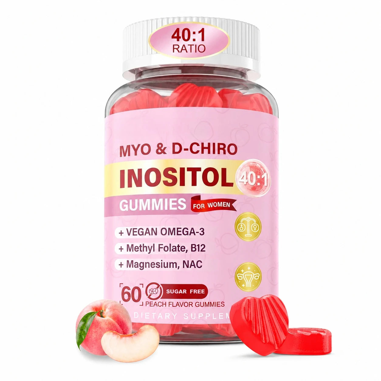 Inositol Gummies for Women 40:1 – Folate, B12, Magnesium & NAC