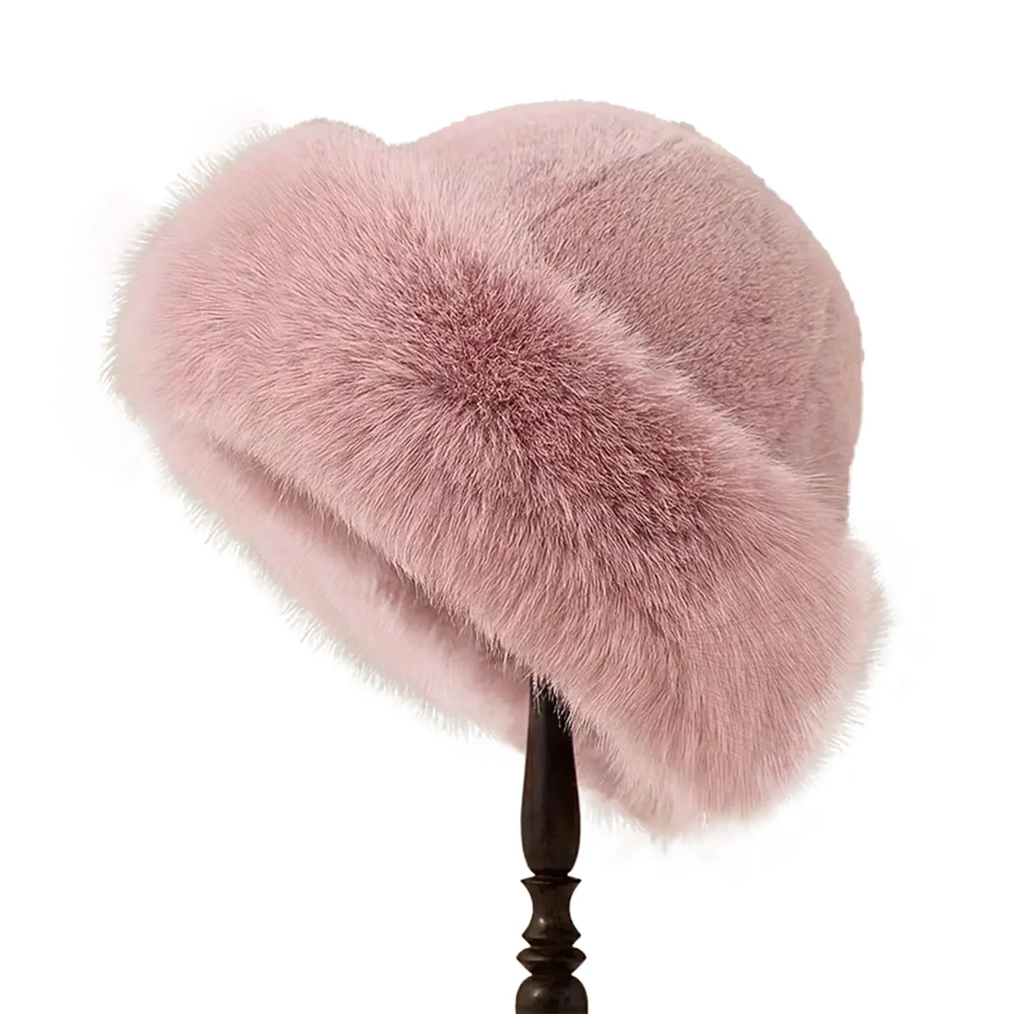 Autumn And Winter 2024 New Women's Fashion Fur Cap Fur Hat Fur Hats Mongolian Hat Brimless Plush Fluffy Skiing Riding Warm Caps Peaceful Pleasures Health and Wellness Pink One Size