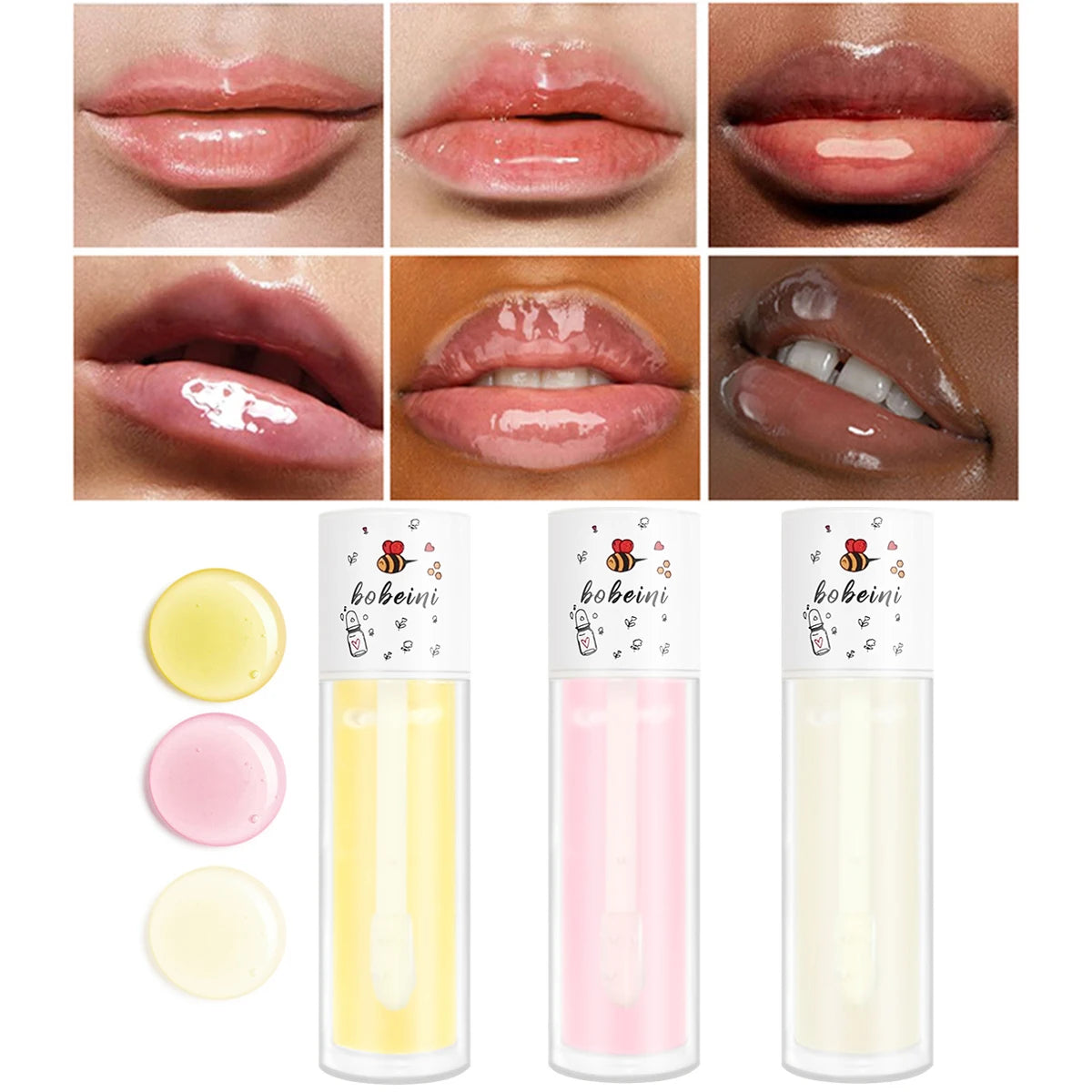 Peach Honey Lip Oil Plump Moisturizing Non-sticky-hydrating Gloss Long-lasting clear liquid lip Balm Peaceful Pleasures Health and Wellness 3 pcs