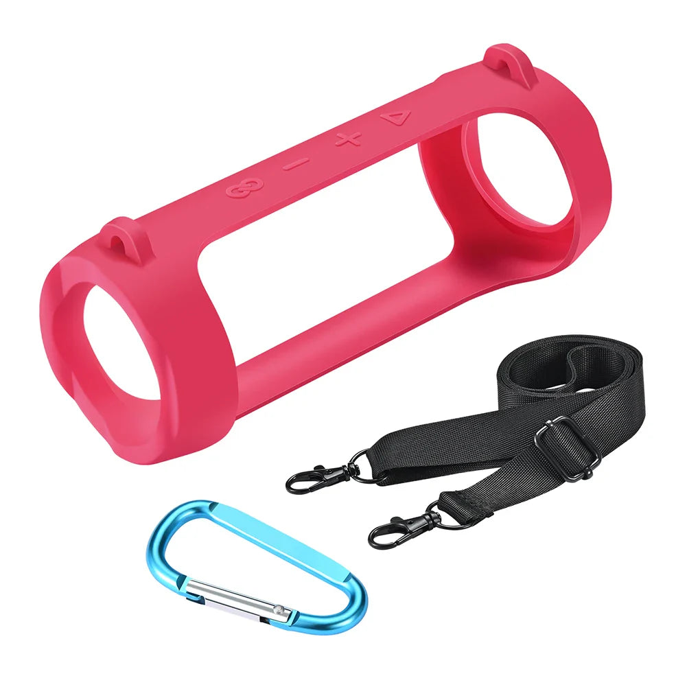 Silicone Case for JBL Flip 6 & 5 with Carabiner & Strap