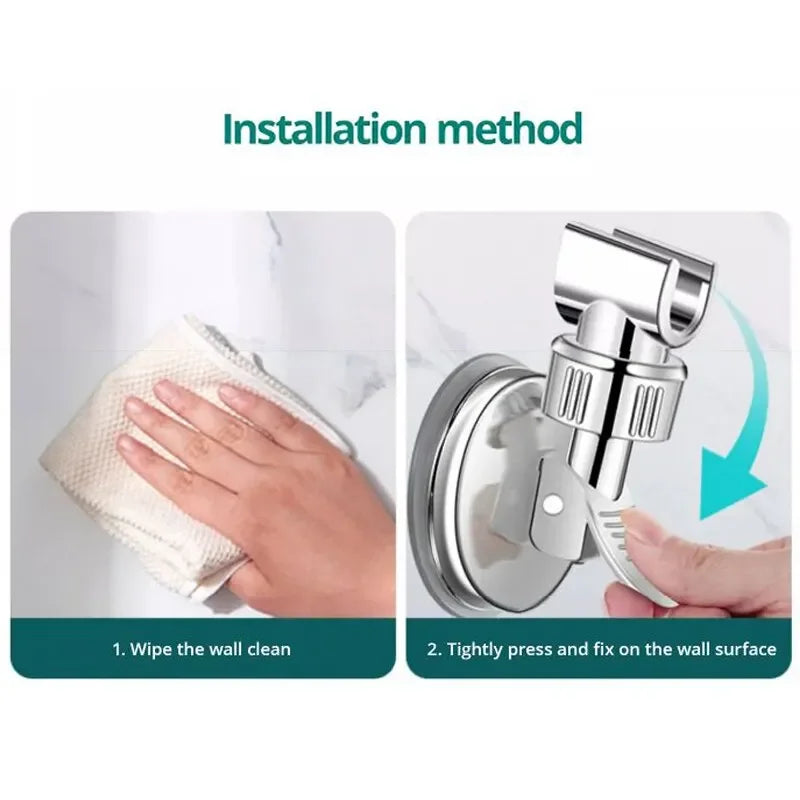 Adjustable Suction Cup Shower Head Holder | 360° No-Drill
