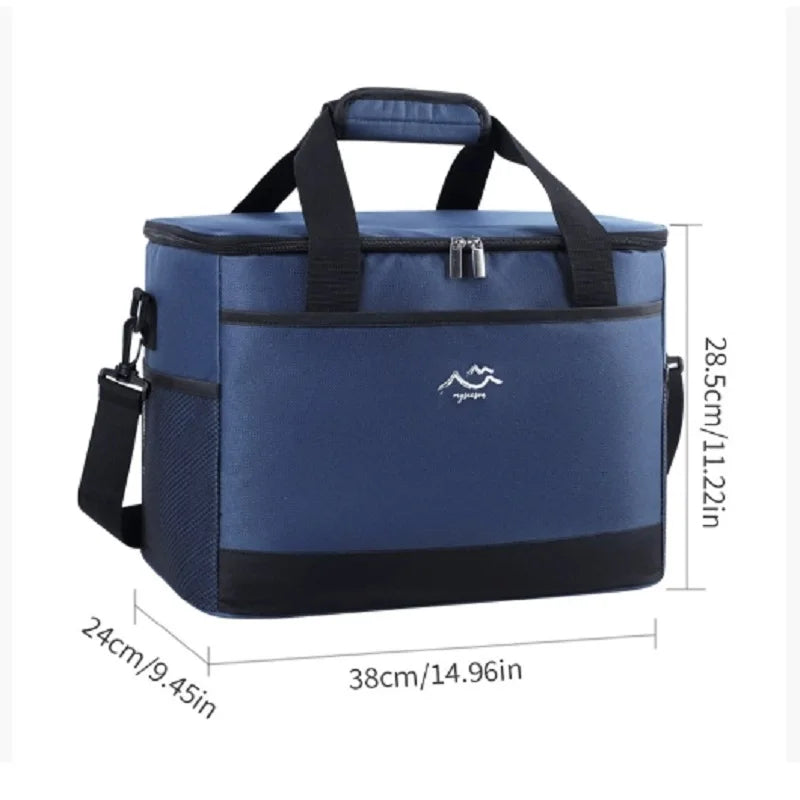 Large-Capacity Square Ice Packs Minimalist Insulated Lunch Box Bag Crossbody Fresh-Keeping Picnic Bag for Outdoor Use Peaceful Pleasures Health and Wellness Dark blue