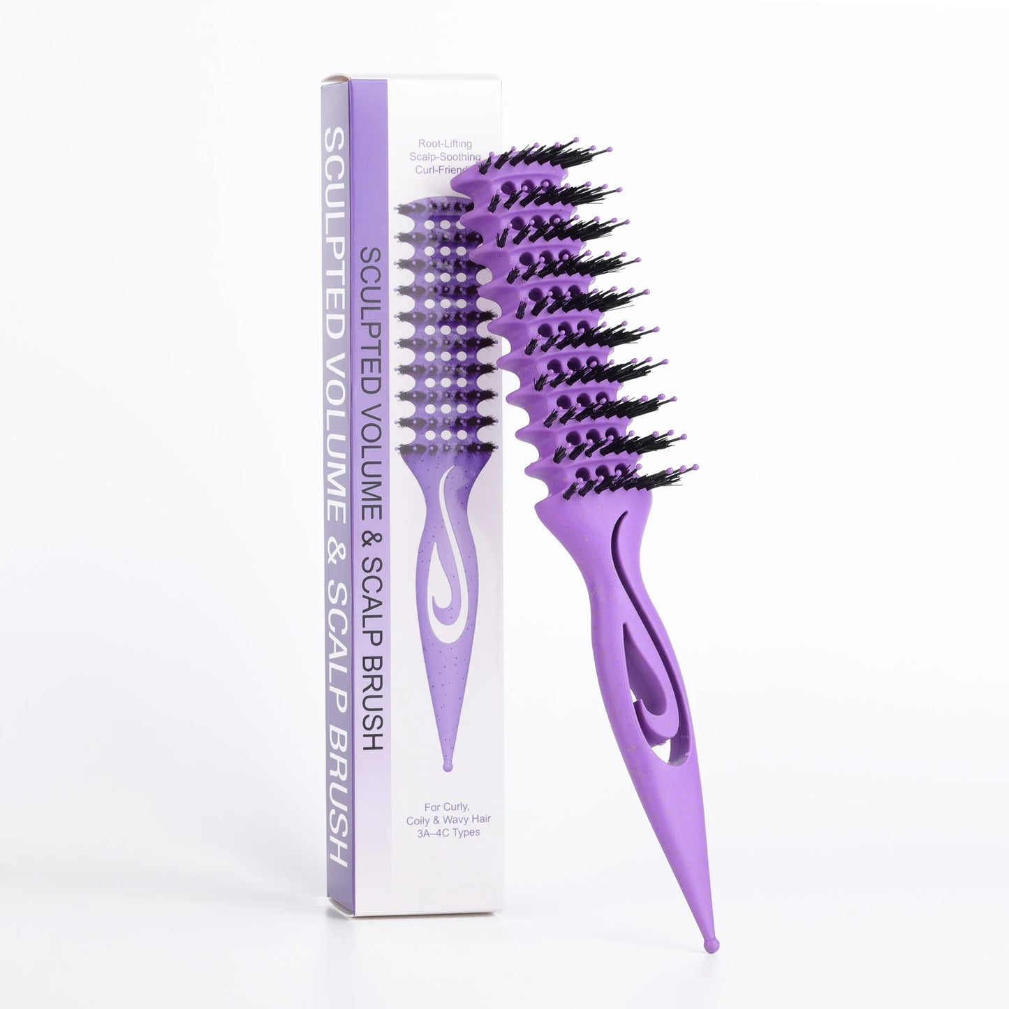 Curl Defining Styling Brush | Hollow Nylon Detangling Hair Comb Curl Styling Brush Peaceful Pleasures Health and Wellness PURPLE