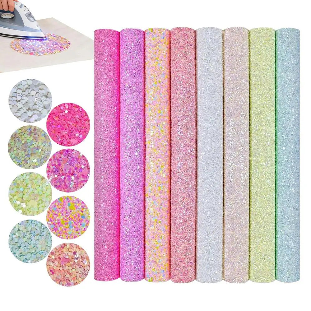 A4 Glitter Sequin Sheets 8-Pack | Iron-On Craft Fabric Craft Sequin Sheets Peaceful Pleasures Health and Wellness China Mainland A