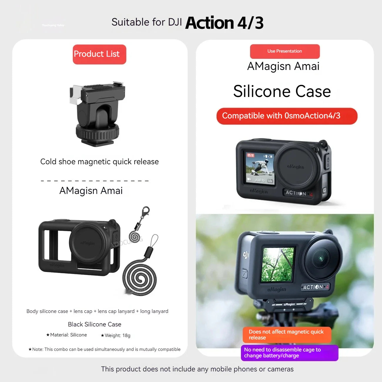 DJI Osmo Action 3/4/5 Pro Magnetic Quick Release Mount Adapter
