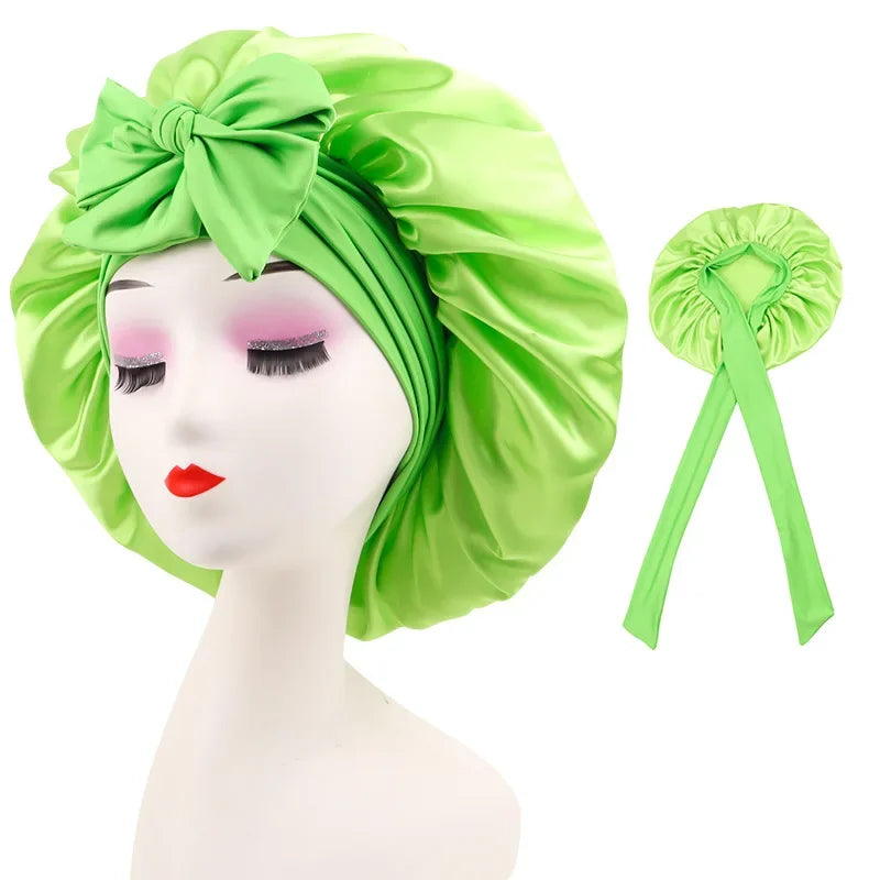 Women's Satin Sleep Bonnet – Adjustable Double Layer Night Cap