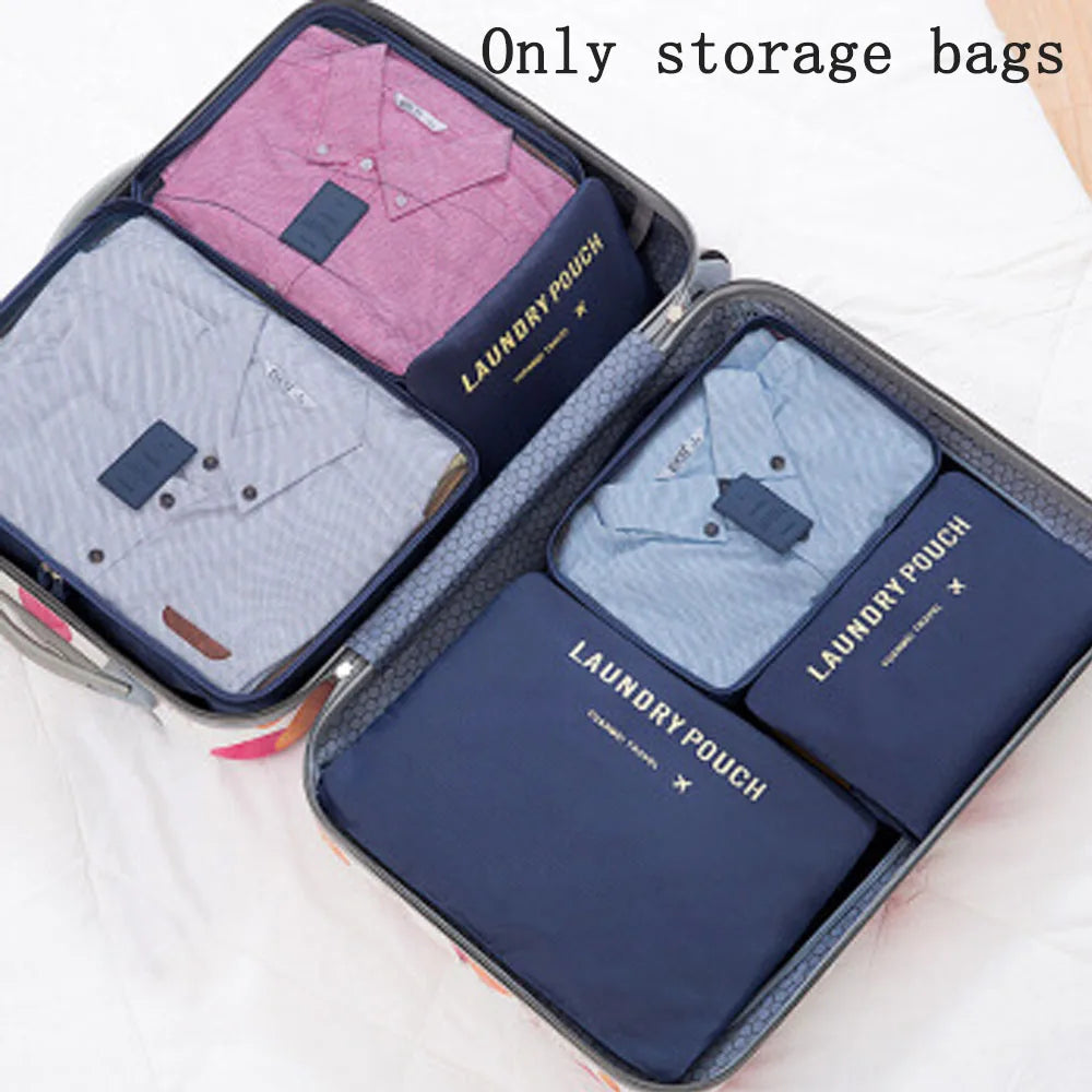 6-Piece Travel Storage & Laundry Bags Set | Clothes Organizer Travel Organizer Bags Peaceful Pleasures Health and Wellness 6PCS Navy blue