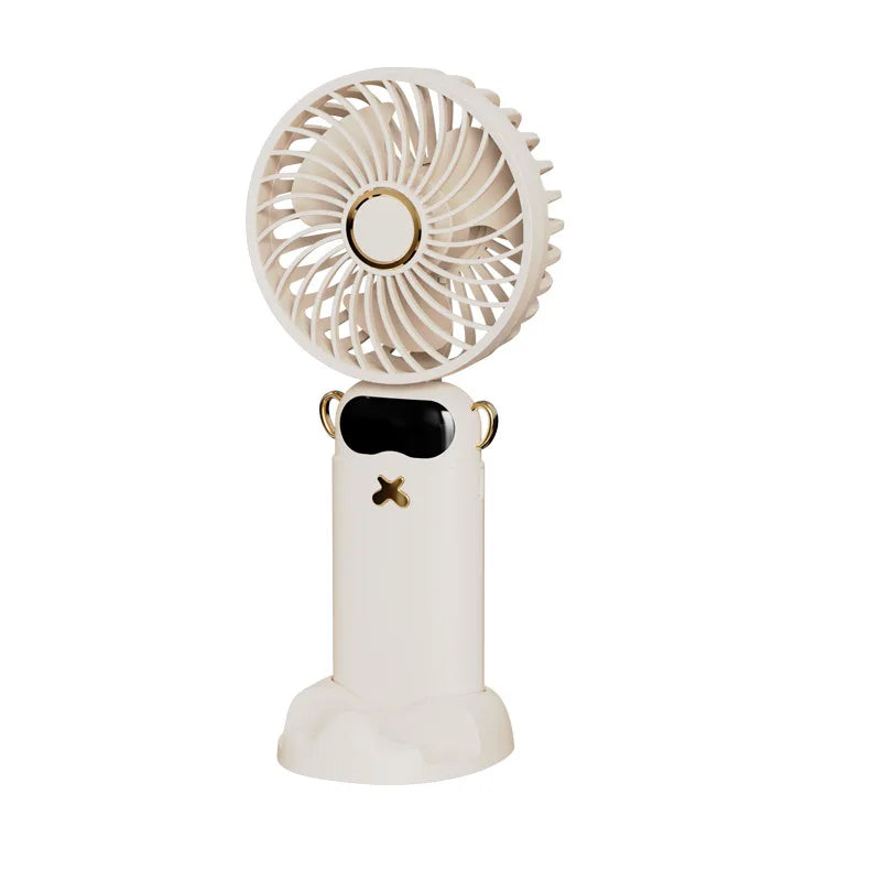 Portable Ultra-Quiet USB Mini Handheld Fan Portable Desk Fans 5 Speed USB Rechargeable Fan with Phone Stand and Display Screen Peaceful Pleasures Health and Wellness WHITE