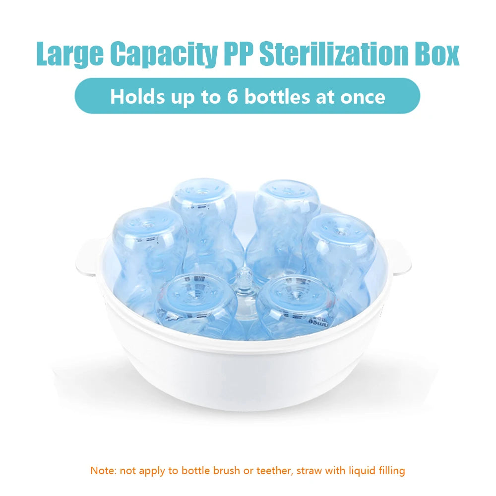 6 Baby Bottles Pacifiers Cups Disinfect 2-6 Minutes Microwave Bottle
