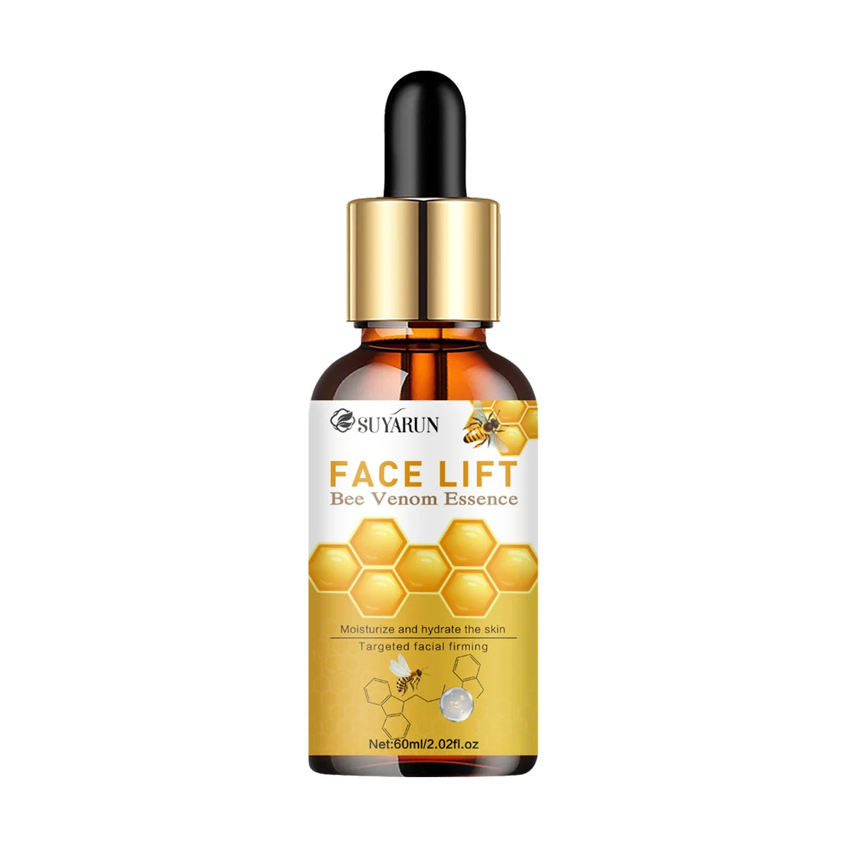 Bee Venom Anti-Wrinkle Essence Anti-Aging Polypeptide hyaluronic acid Essence Repair Moisturizing Firming Facial Skin Essence Peaceful Pleasures Health and Wellness 60ml